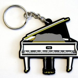 Grand Piano PVC Keyring Front White