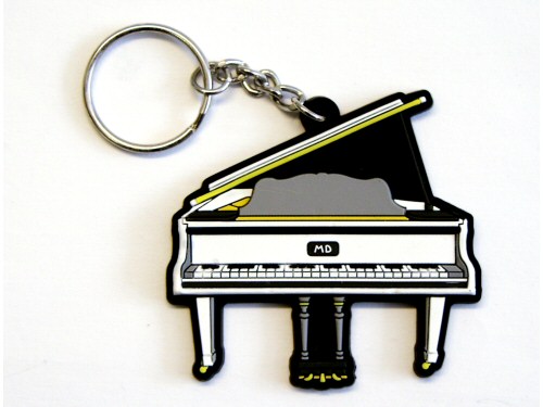 Grand Piano PVC Keyring Front White