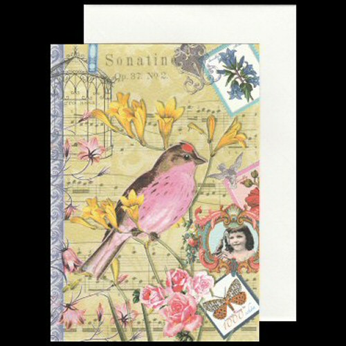 Bird Flowers and Music Card