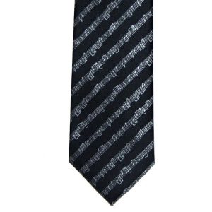 Black Tie With Diagonal Music Staves - 9cm