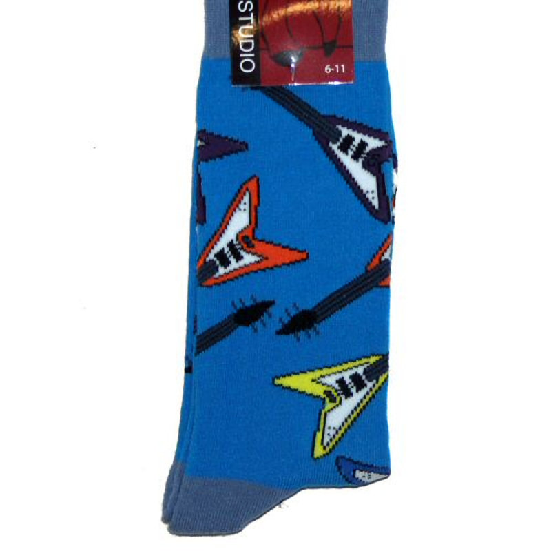 Blue Vee Shaped Electric Guitar Socks