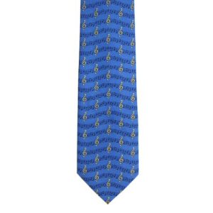 Blue Treble Clef and Music Stave Tie