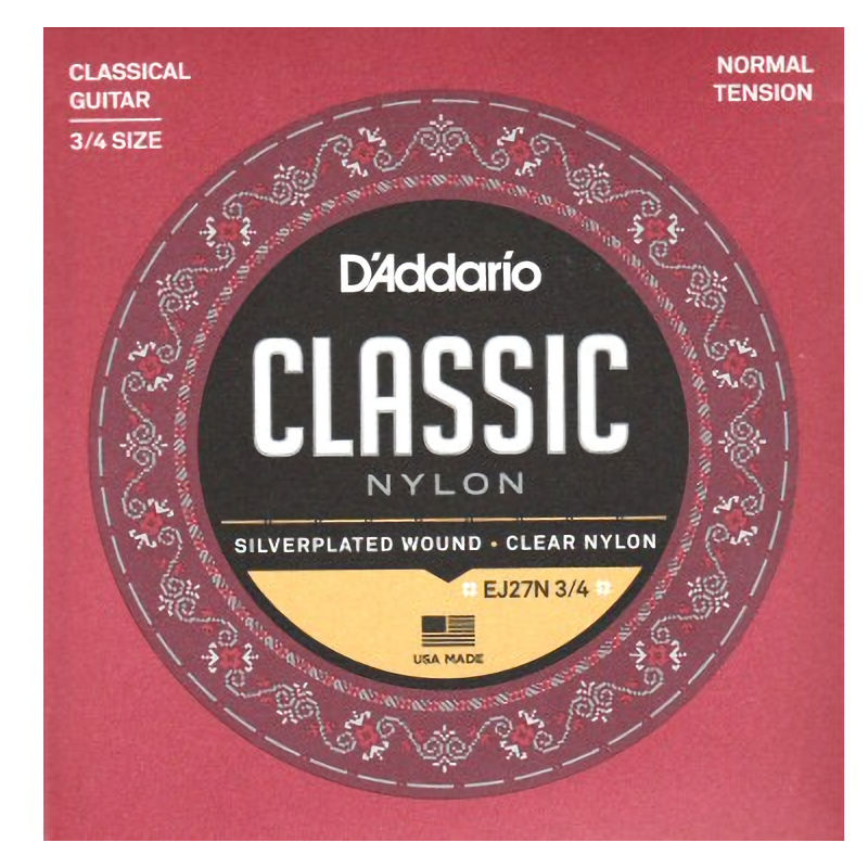 D'Addario EJ27N 3/4 Size Classic Nylon Guitar Strings Normal Tension