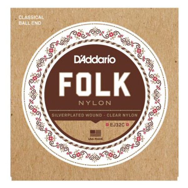 D'Addario EJ32C Folk Nylon Classical Ball End Guitar Strings
