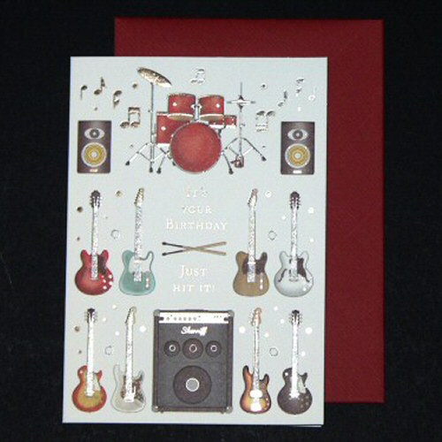 Drums Electric Guitars and Amp Birthday Card