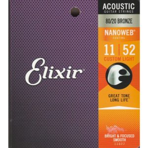 Elixir Nanoweb Acoustic Guitar Strings Custom Light 11027