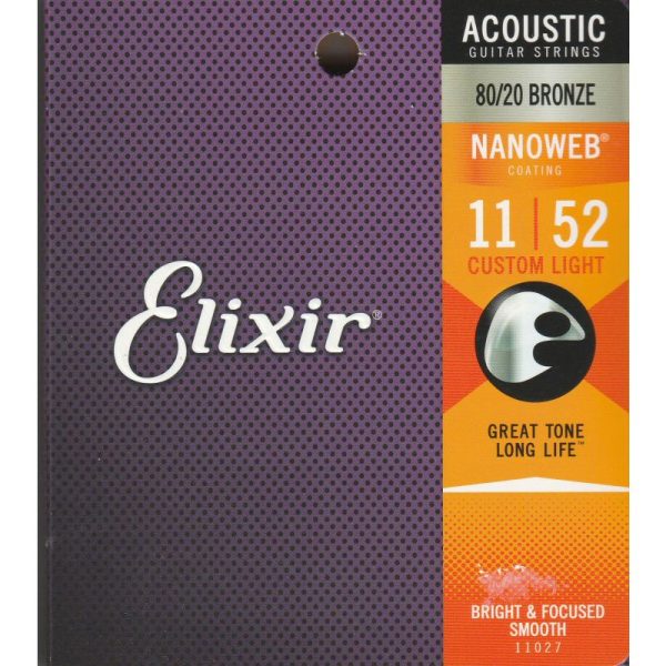 Elixir Nanoweb Acoustic Guitar Strings Custom Light 11027