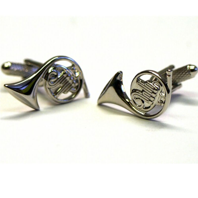 French Horn Cufflinks - Silver Colour