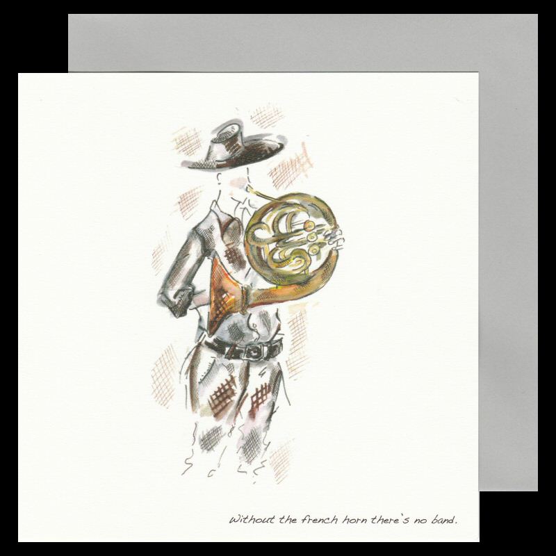 French Horn Player Wearing a Hat Card