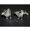 Frog Playing French Horn Silver Cufflinks