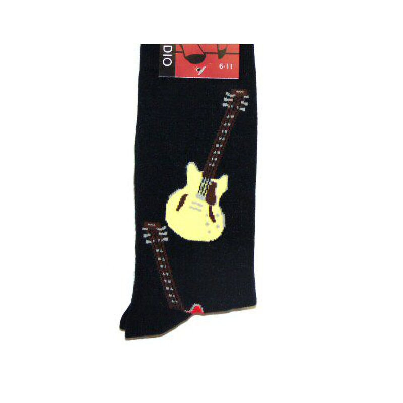Red and Yellow Guitar Design Socks
