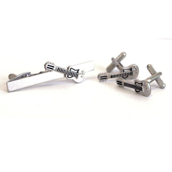 Guitar Tiebar and Cufflink Set