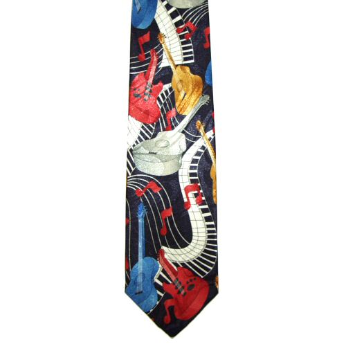 Guitars and Wave Pattern Tie