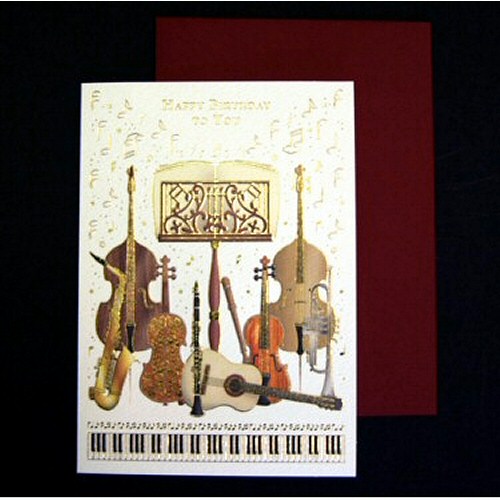Instruments and Music Stand Birthday Card