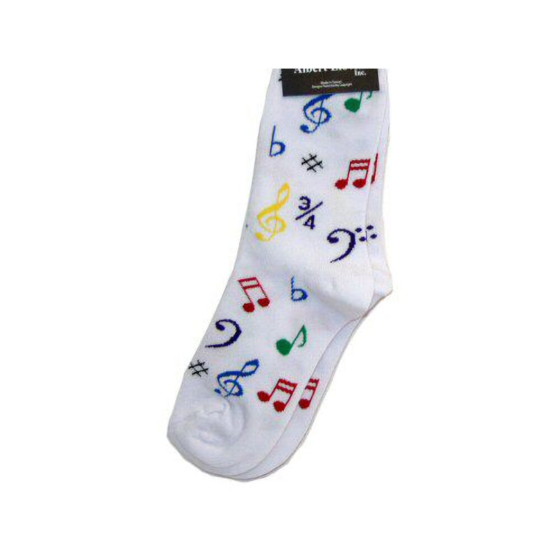 Ladies Socks White With Music Notation