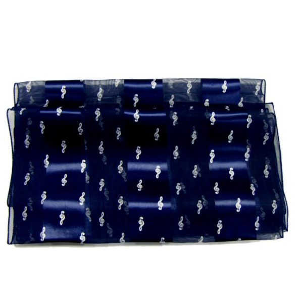 Navy Blue Scarf Treble Clef Design