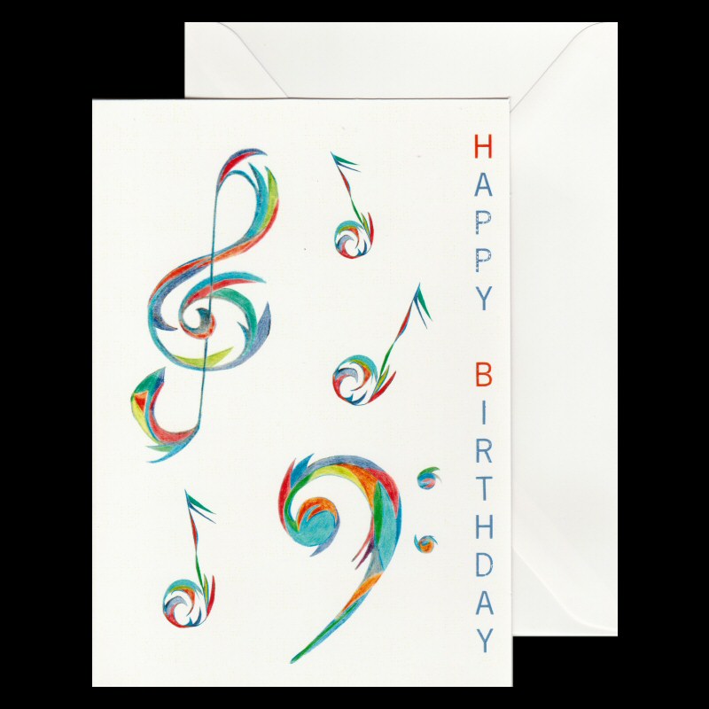 Musical Flares Clefs Birthday Card