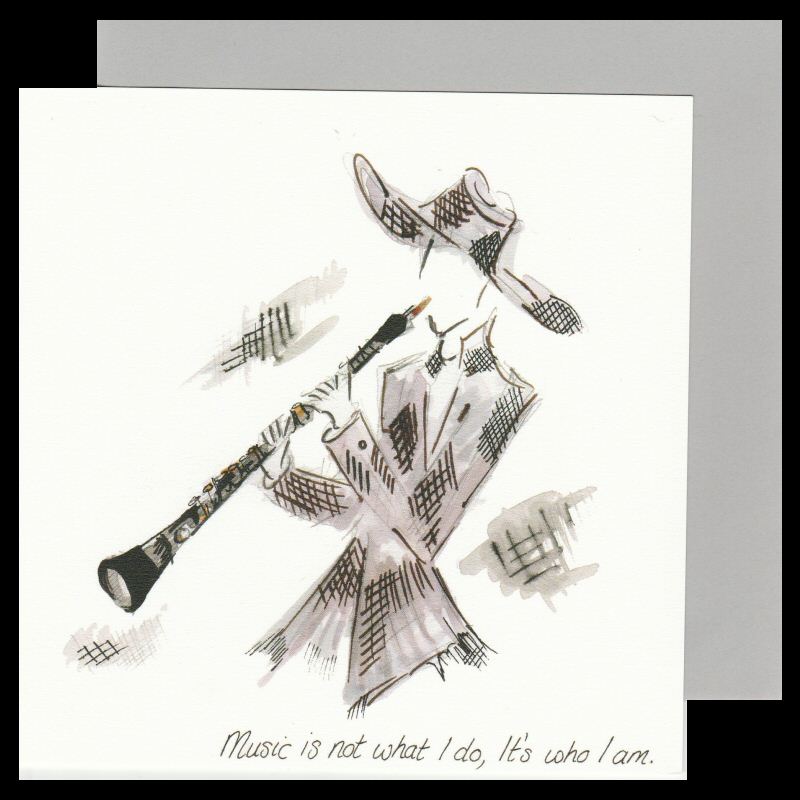 Oboist Wearing a Hat Card