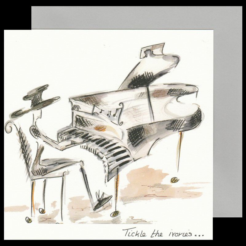 Pianist Wearing a Hat Card