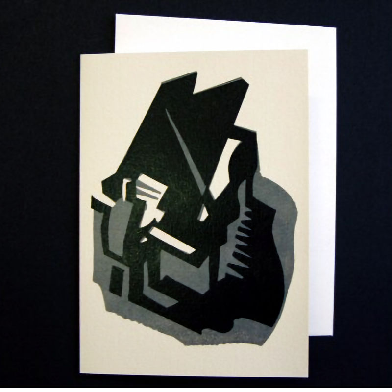 Pianist Card Linocut