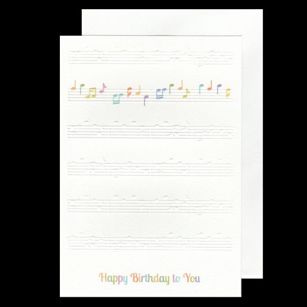 Pure White Music Notes Birthday Card