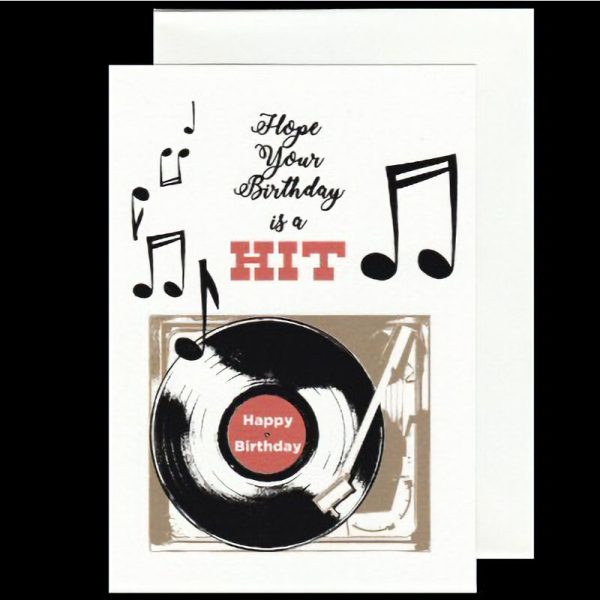 Record Player and Music Notes Birthday Card