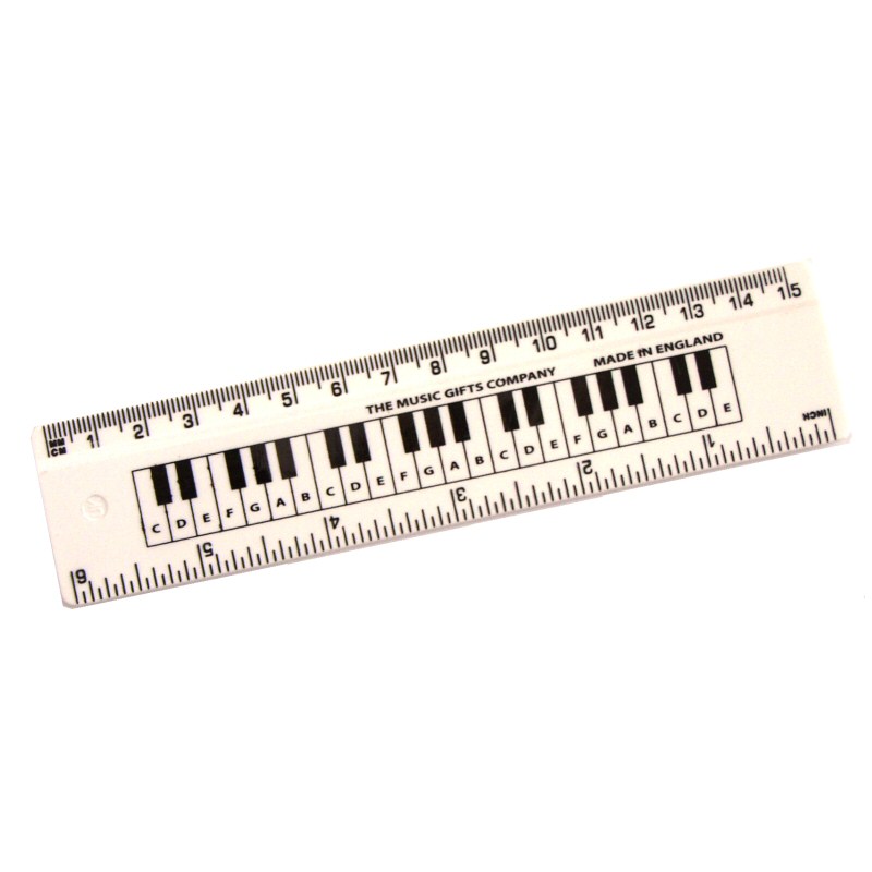 White 6 Inch Ruler - Keyboard Design