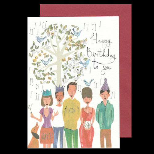 Birthday Card With Singers and Birds