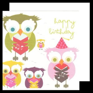 Singing Owls Birthday Card
