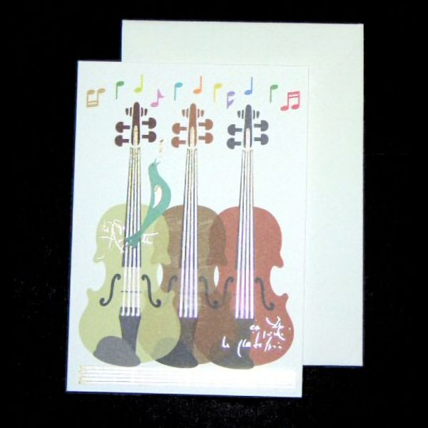 Three Violins and Bird Card