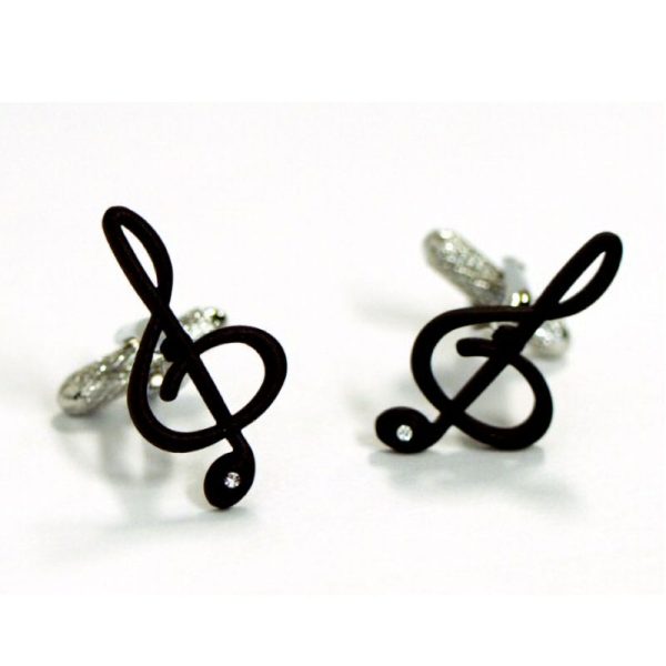 Treble Clef Cufflinks - Black