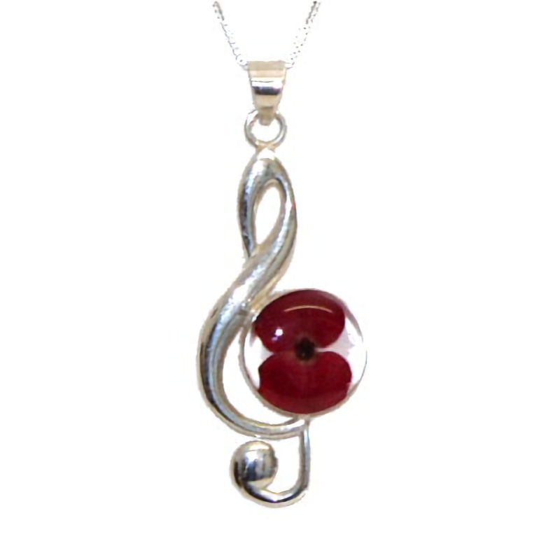 Silver Treble Clef Pendant Poppy