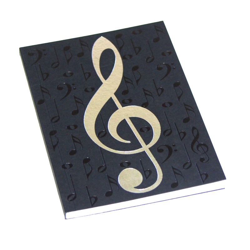 Black and Silver Treble Clef Design Notebook