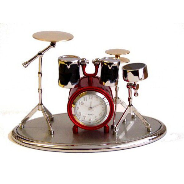 Drum Kit Clock Red and Black